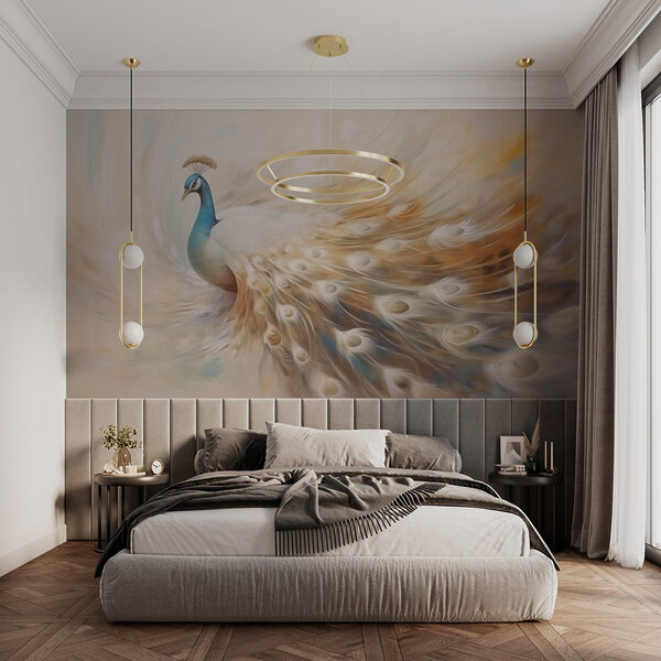 Peinture d'un paon Papier peint Peinture d'un paon