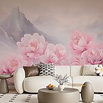 Papier peint Peinture de fleurs roses