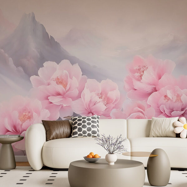 Peinture de fleurs roses Papier peint Peinture de fleurs roses