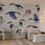 Papier peint Motif des oiseaux et des plantes