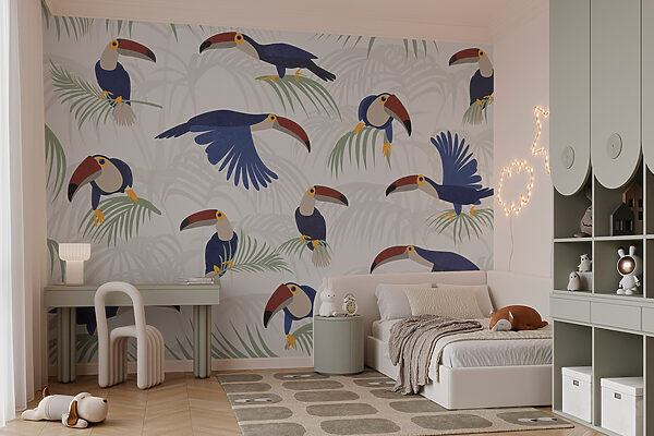 Motif des oiseaux et des plantes Papier peint Motif des oiseaux et des plantes