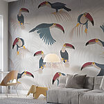 Papier peint Motif des oiseaux et des plantes