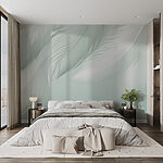 Papier peint Plumes blanches sur fond blanc