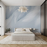 Papier peint Plumes blanches sur fond blanc