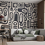 Papier peint Motif noir et blanc sur une surface blanche