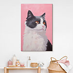 Tableaux Chat noir et blanc aux yeux orange