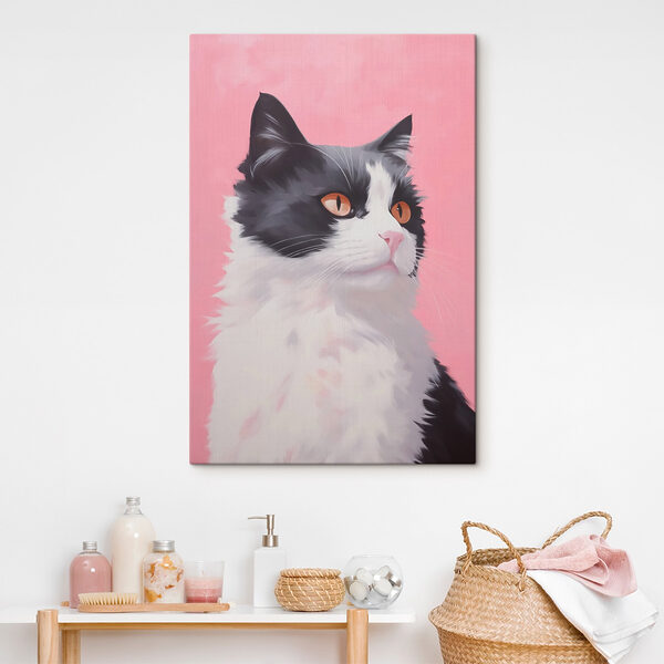 Chat noir et blanc aux yeux orange Tableaux Chat noir et blanc aux yeux orange