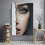 Tableaux Visage de femme avec un papier déchiré