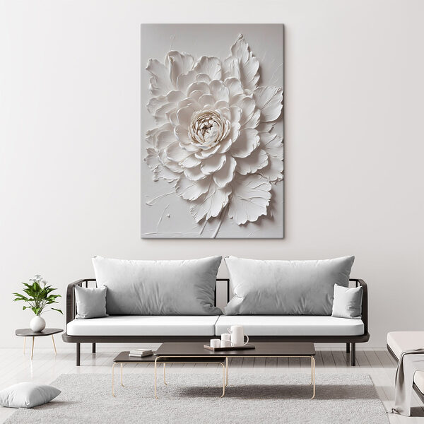 Tableaux Fleur blanche avec feuilles