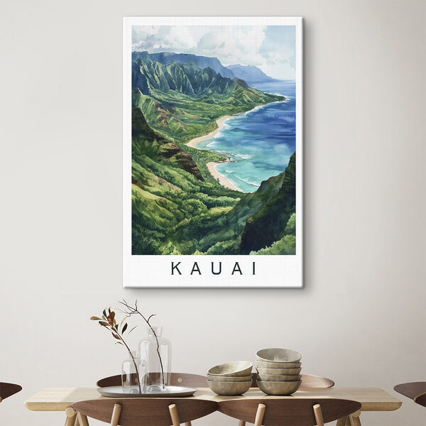 Aquarelle d'une plage et de montagnes Tableaux Aquarelle d'une plage et de montagnes
