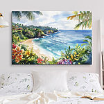 Tableaux Aquarelle d'une plage et de l'océan