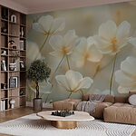 Papier peint Groupe de fleurs blanches