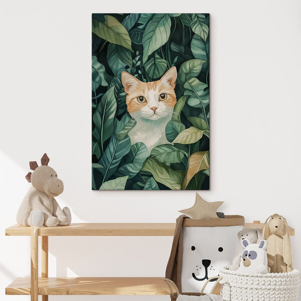Chat dans les feuilles Tableaux Chat dans les feuilles