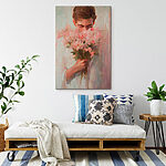 Tableaux Peinture d'un homme sentant des fleurs