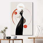 Tableaux Femme portant une robe noire et un chapeau blanc