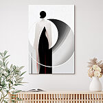 Tableaux Femme portant une robe noire et blanche
