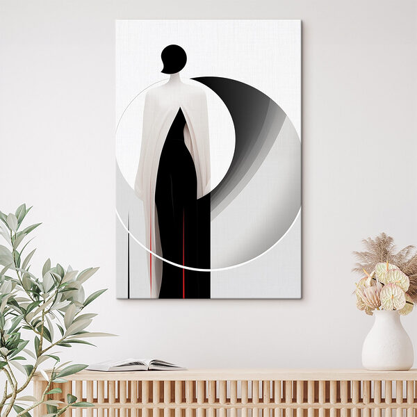 Femme portant une robe noire et blanche Tableaux Femme portant une robe noire et blanche