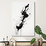 Tableaux Peinture noire et blanche éclaboussée sur une surface blanche