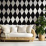 Papier peint Motif de diamant noir et blanc