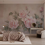 Papier peint Peinture de roses roses