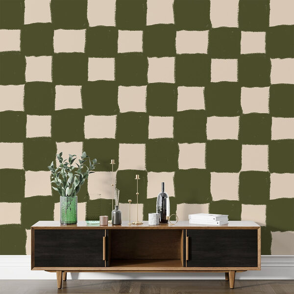 Motif à carreaux verts et blancs Papier peint Motif à carreaux verts et blancs