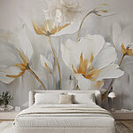 Papier peint Peinture de fleurs blanches