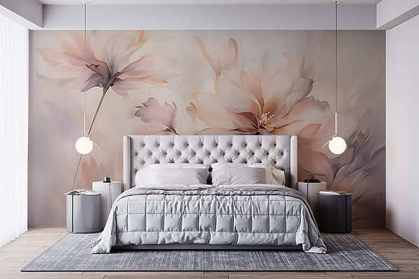 Peinture de fleurs sur fond blanc Papier peint Peinture de fleurs sur fond blanc
