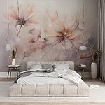 Papier peint Peinture de fleurs sur fond blanc