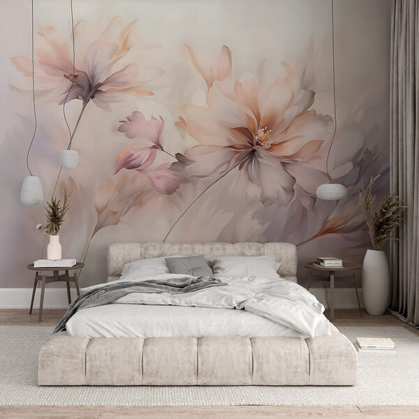Peinture de fleurs sur fond blanc Papier peint Peinture de fleurs sur fond blanc