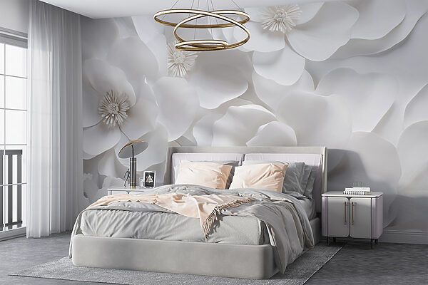 Groupe de fleurs blanches Papier peint Groupe de fleurs blanches