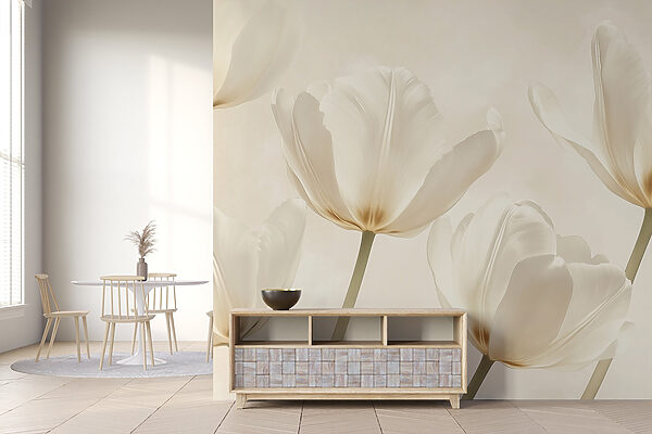 Groupe de fleurs blanches Papier peint Groupe de fleurs blanches