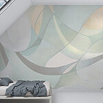 Papier peint Art blanc et gris