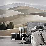 Papier peint Paysage de collines et d'arbres