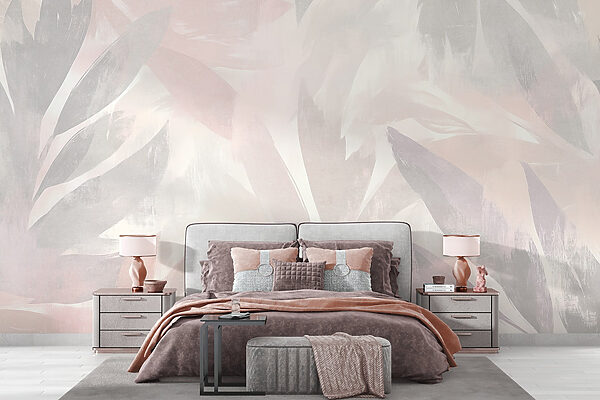 Fond blanc et rose avec des feuilles Papier peint Fond blanc et rose avec des feuilles