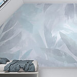 Papier peint Fond blanc et gris avec des feuilles