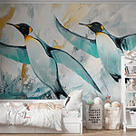 Papier peint Peinture de pingouins volant