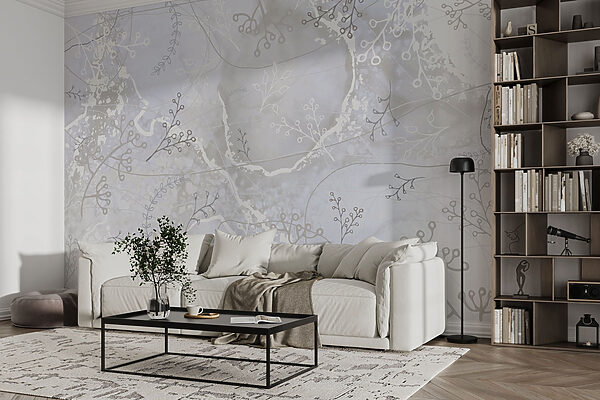 Fond blanc et gris avec des motifs floraux blancs et gris Papier peint Fond blanc et gris avec des motifs floraux blancs et gris