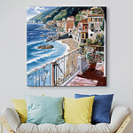 Tableaux Balcon avec vue sur la plage et la ville