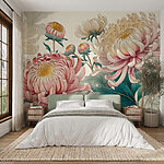Papier peint De belles fleurs dans de douces teintes pastel