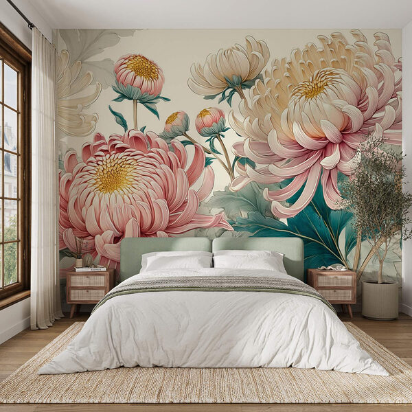 De belles fleurs dans de douces teintes pastel Papier peint De belles fleurs dans de douces teintes pastel