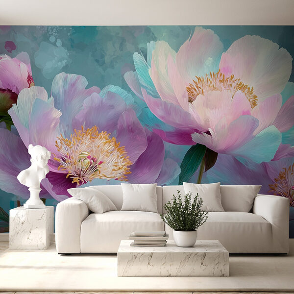 Fleurs délicates dans des tons pastel doux Papier peint Fleurs délicates dans des tons pastel doux