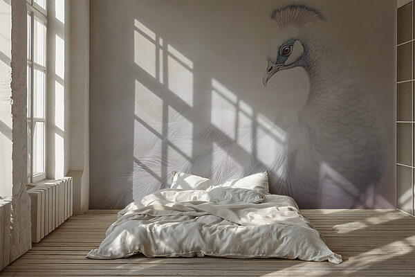 Paon blanc aux yeux bleus Papier peint Paon blanc aux yeux bleus
