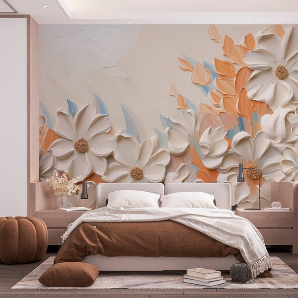 Peinture de fleurs sur un mur Papier peint Peinture de fleurs sur un mur