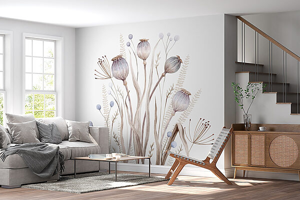 Aquarelle de fleurs et de plantes Papier peint Aquarelle de fleurs et de plantes