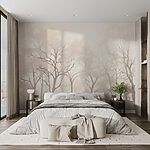 Papier peint Groupe d'arbres dans le brouillard