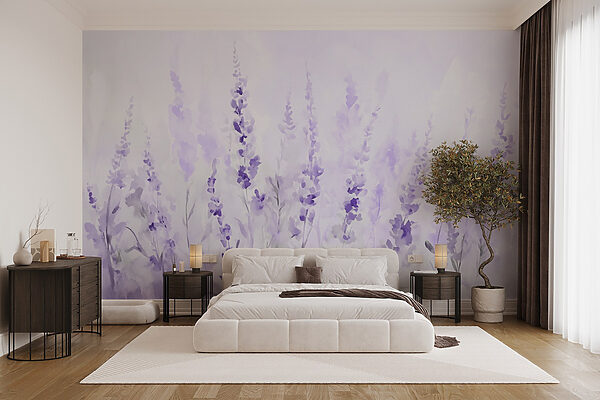 Papier peint Papier peint Peinture de fleurs violettes (UGS : w09069v1)