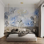 Papier peint Groupe de fleurs bleues