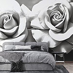Papier peint Roses élégantes dans des tons blancs doux