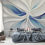 Papier peint Tourbillons blancs et bleus