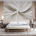 Papier peint Motif tourbillonnant blanc